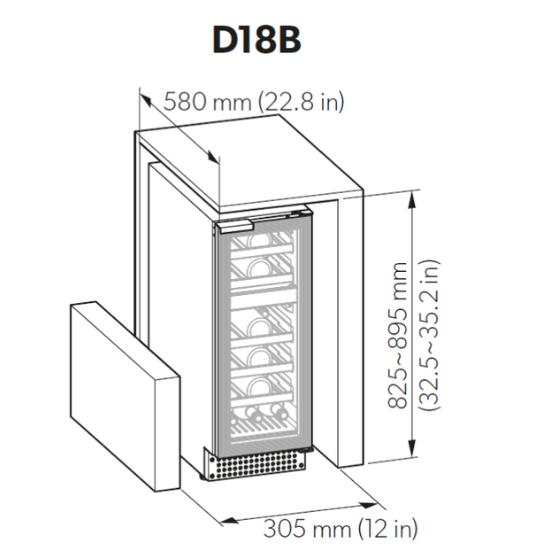 Dometic D18B ตู้แช่ไวน์ 18 ขวด