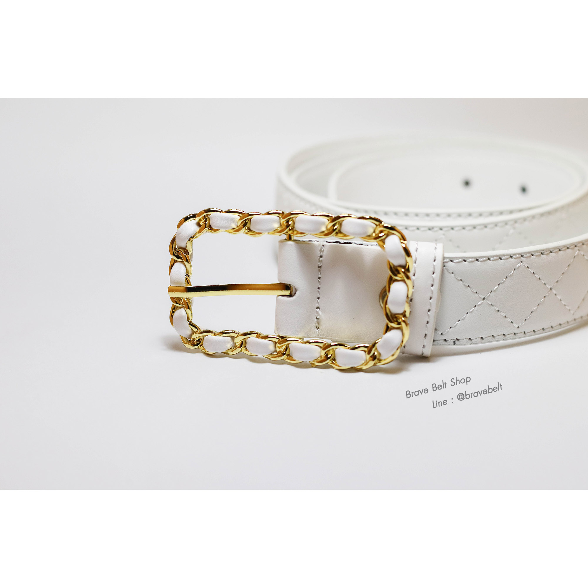 เข็มขัดหนังผู้หญิงแบบแฟชั่นหนังแท้สายเย็บสวย