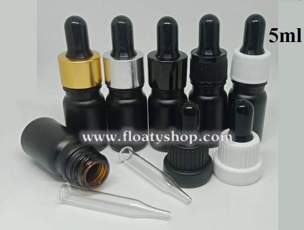5ml ขวดแก้วสีดำด้าน ดรอปเปอร์
