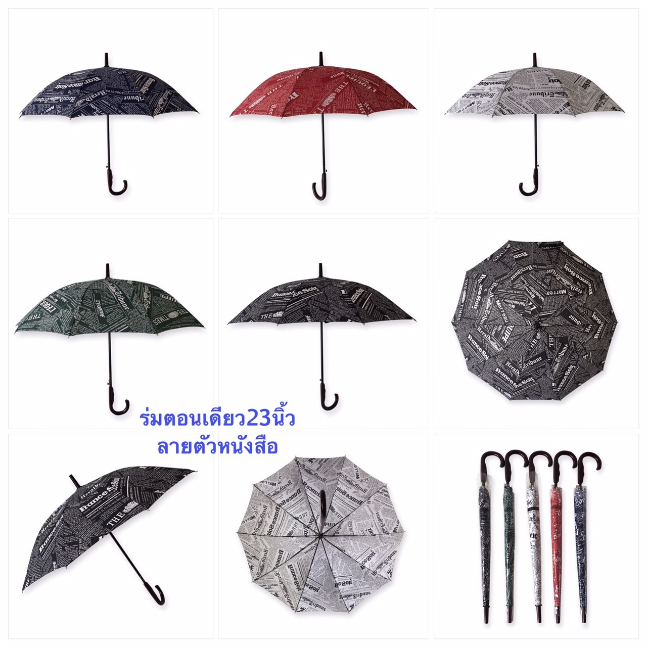 ร่มตอนเดียว23นิ้วลายตัวหนัง อังกฤษ-