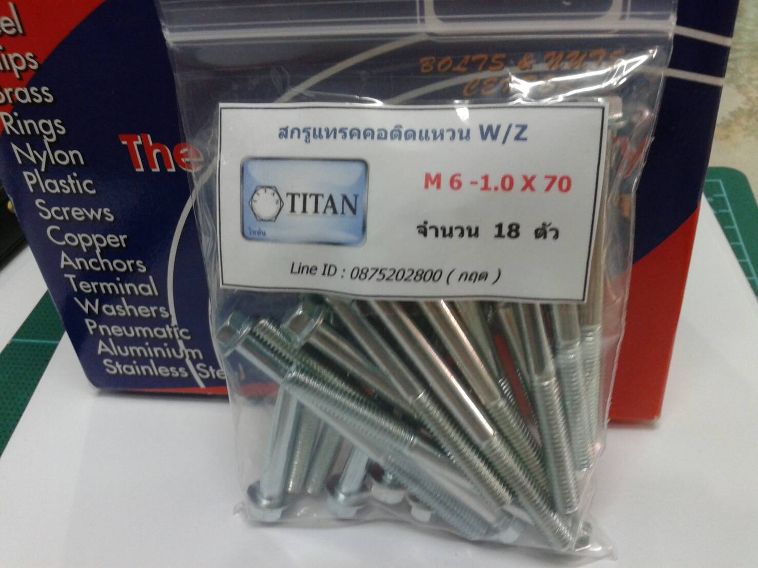 สกรูแทรค คอติดแหวน M 6-1.0 - ชุปขาว ( HEX HEAD FLANGE BOLT )