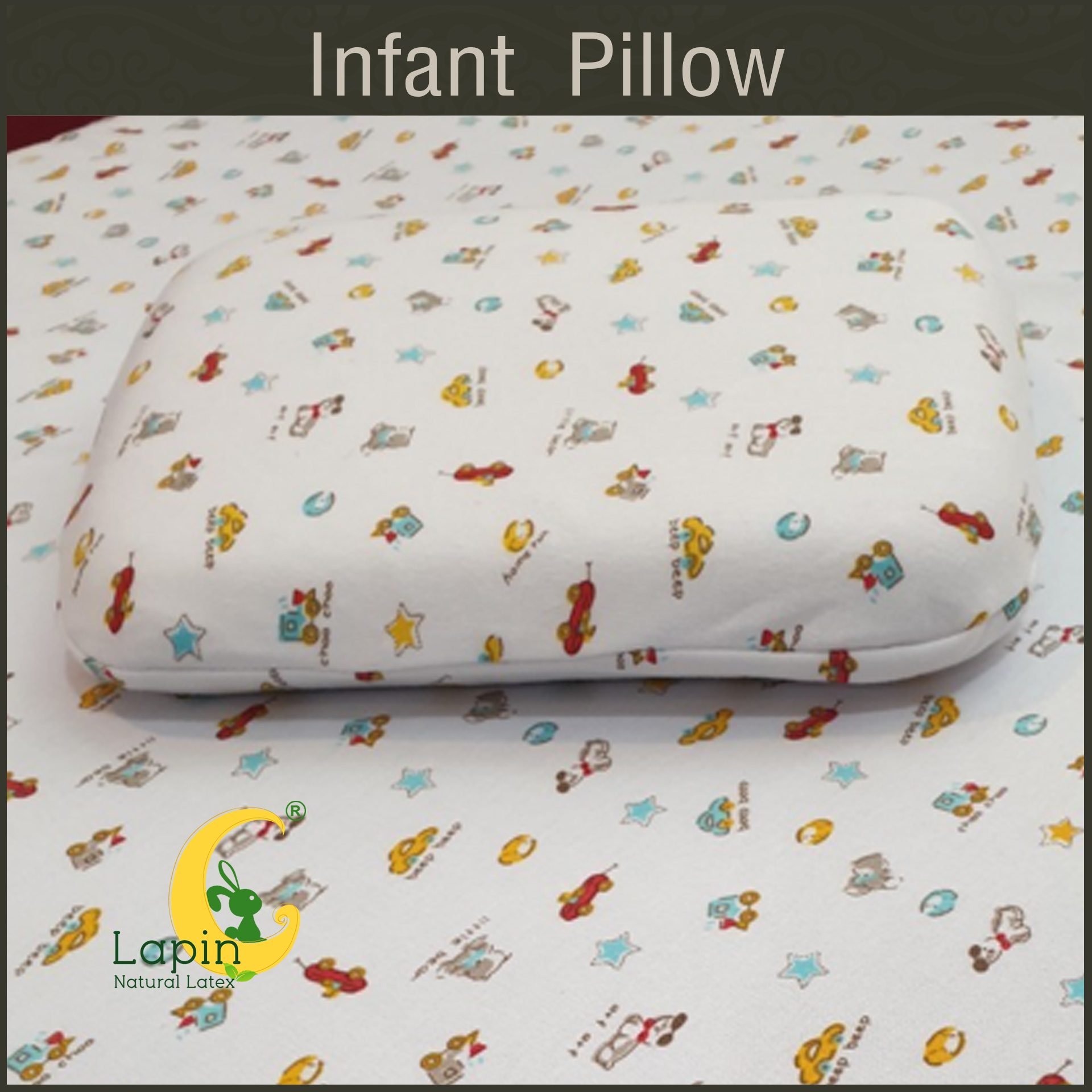 Latex Baby Pillow (Infant Pillow) หมอนหลุมทารกน้อย (ลายรถโมเดิร์น)