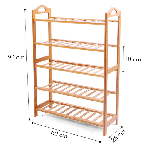 CASSA ชั้นวางรองเท้าไม้ไผ่ แบบแผ่นราวระเเนง5ชั้น ยาว60cmรุ่น179-SR-BB-B560