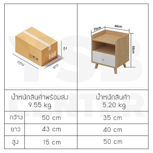 โต๊ะข้างเตียง ตู้ข้างเตียง ชั้นวางของข้างเตียง โต๊ะอเนกประสงค์ เฟอร์นิเจอร์ห้องนอน มีลิ้นชัก 3 ชั้น
