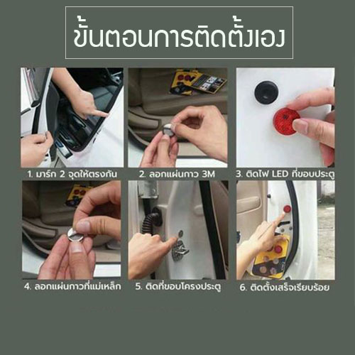 YSB ไฟ LED ติดประตูรถยนต์ ไฟฉุกเฉินติดประตูรถยนต์ แพ็คคู่ 2 ชิ้น (สีแดง) ขนาด 2.5 X 1 cm. รุ่น J39-CKS01