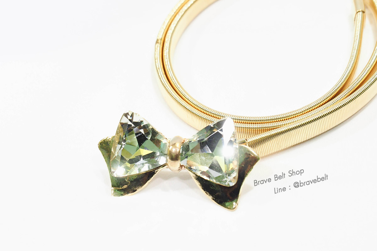 เข็มขัดแฟชั่นโบว์ เพชรประดับสวย