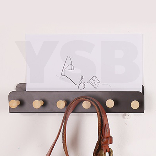 CASSA ชั้นวางของ ชั้นวางของพร้อมตะขอไม้ ชั้นวางของพร้อมตะขอแขวนอเนกประสงค์ แบบ 6 ตะขอ