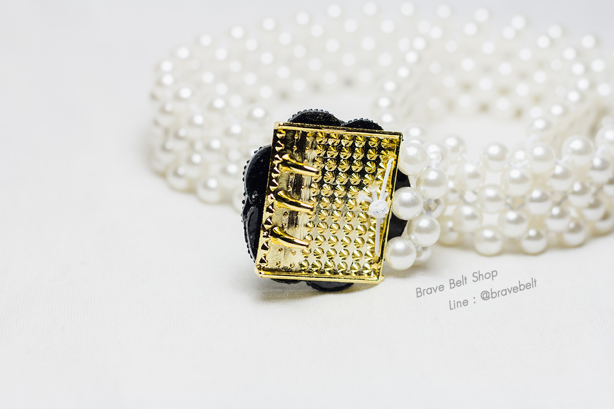 เข็มขัดไข่มุก รูปดอกกุหลาบสวยๆ