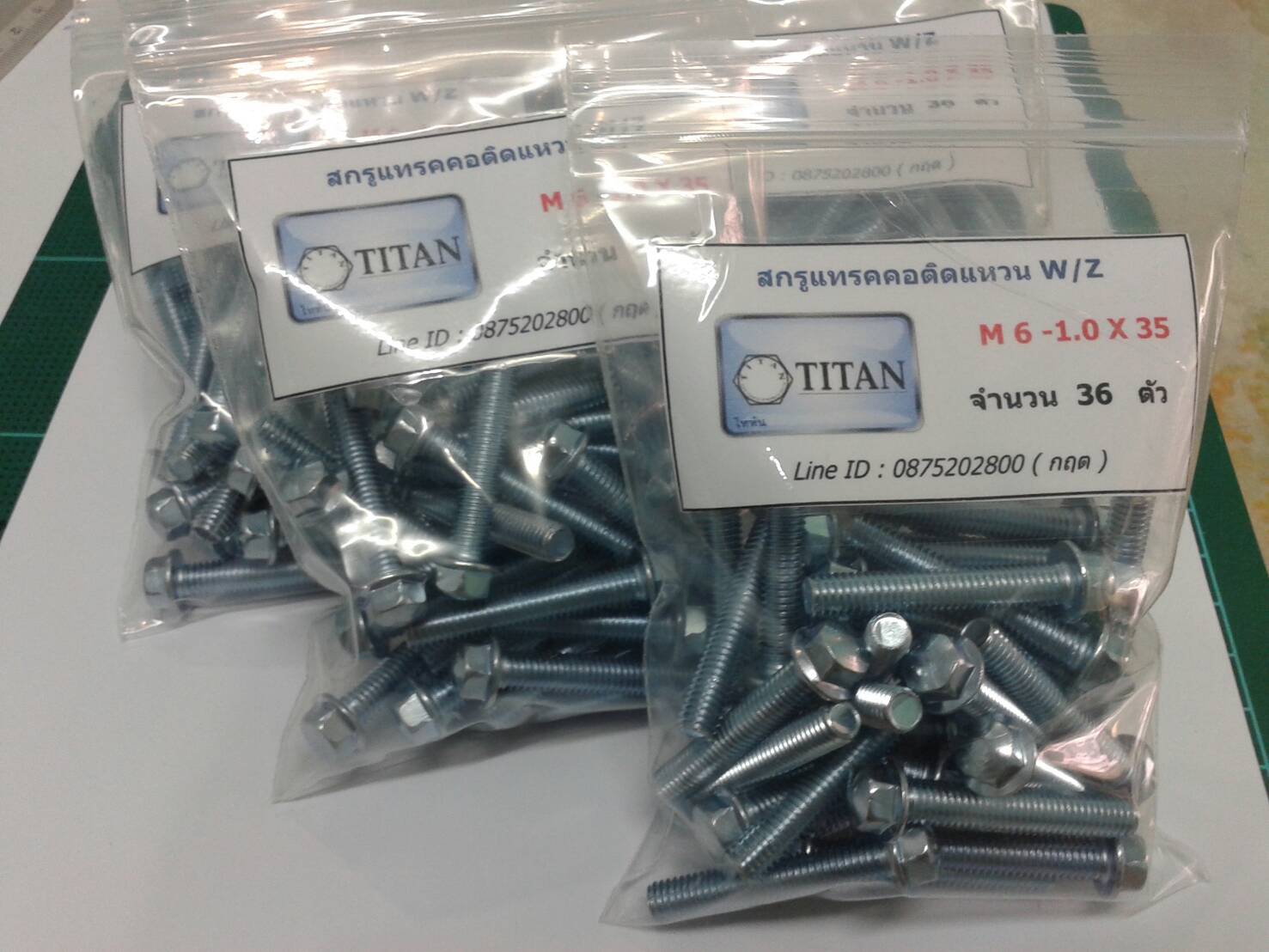 สกรูแทรค คอติดแหวน M 6-1.0 - ชุปขาว ( HEX HEAD FLANGE BOLT )