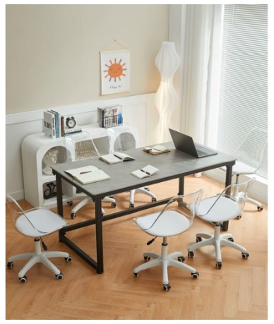 เก้าอี้ทำงาน พลาสติก ปรับระดับหมุนได้ นั่งสบายรับน้ำหนักได้ดี มีล้อ สีใส เบาะพียู กันน้ำ YL0185-YF-F994