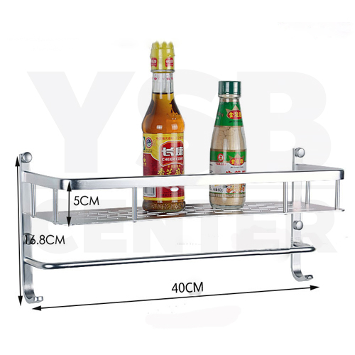 CASSA ชั้นวางของอลูมิเนียม อเนกประสงค์ในห้องน้ำ 40cm. ติดผนัง พร้อมราวแขวนอเนกประสงค์ รุ่น C1L055-ALM-8028-140