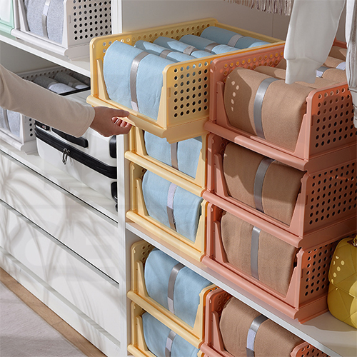 ตะกร้า ตะกร้าเก็บของ ชั้นวางพับเก็บได้ ตะกร้าพลาสติก พับได้ สไตล์มินิมอล