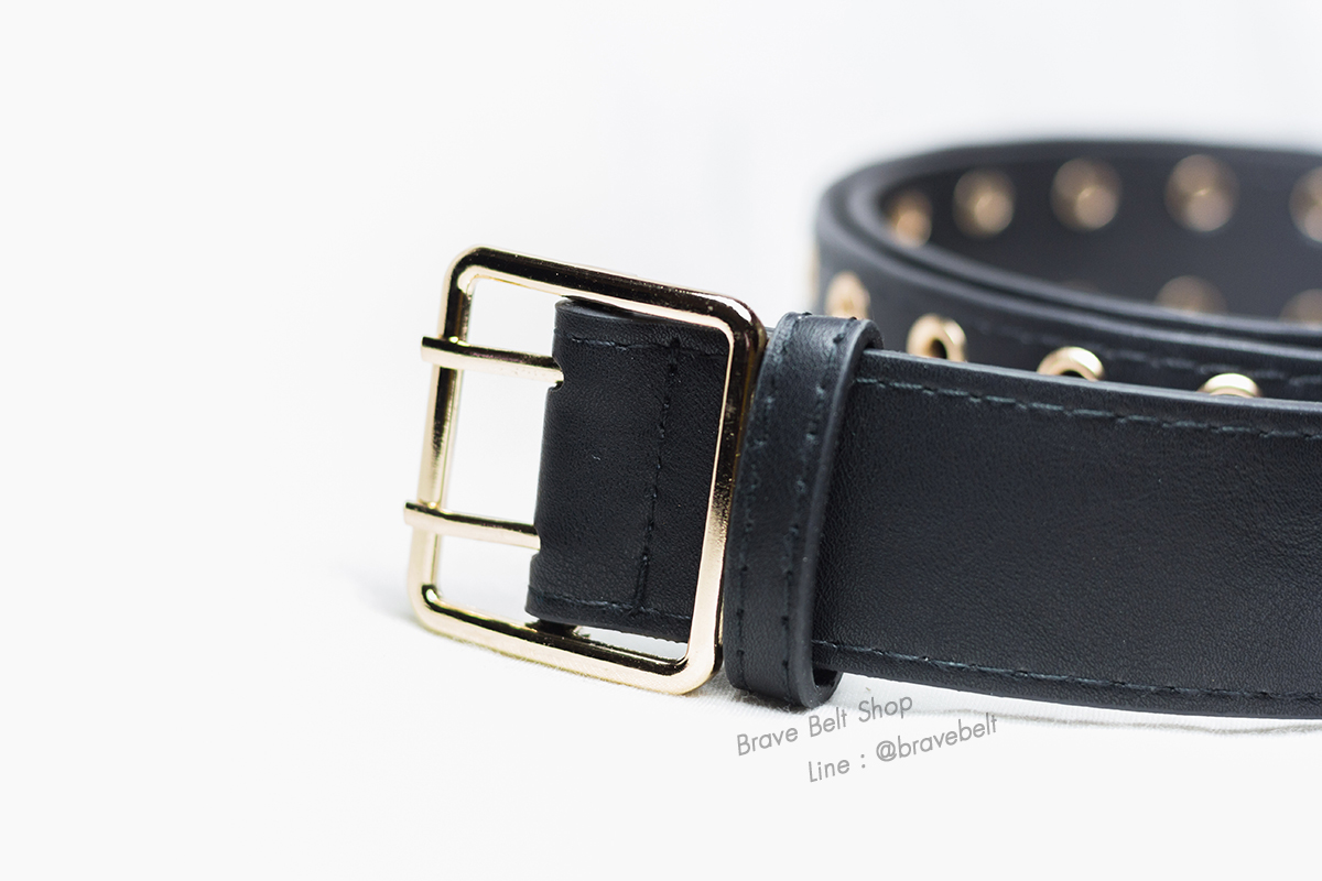 เข็มขัดหนัง 2 รู แฟชั่นหนังสีดำสวย