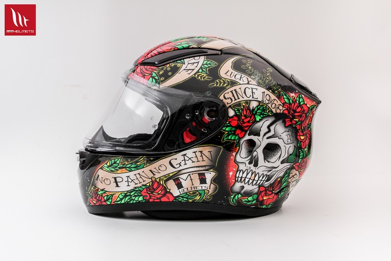 MT Revenge Skull & Roses - Gloss Black / Red