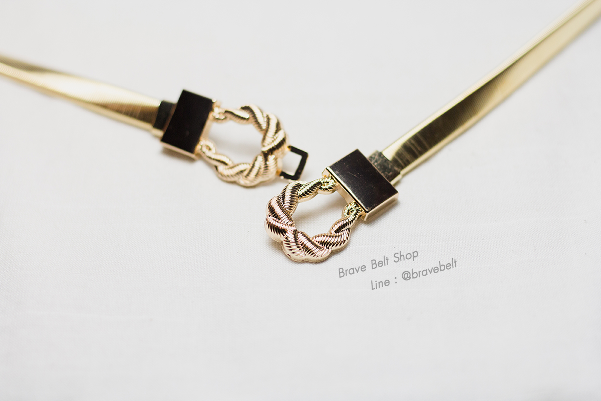 เข็มขัดสปริงสีทอง ลายขดเชือกสวย