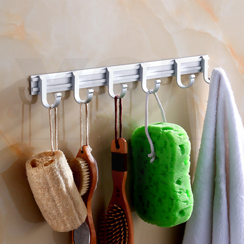 ราวตะขอแขวนอเนกประสงค์ อลูมีเนียม 6 ตะขอ รุ่น C1M079-ALM-8053-06