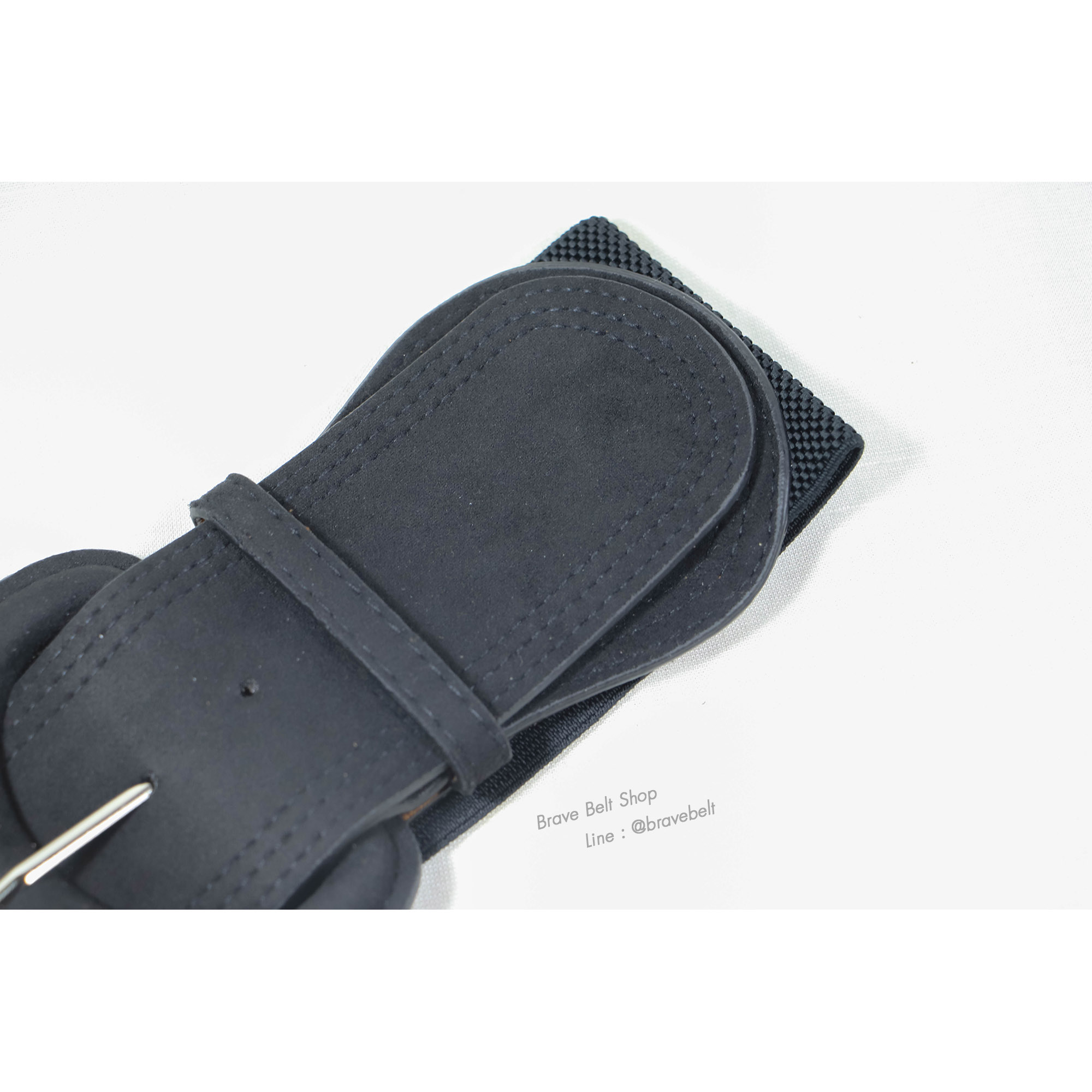 เข็มขัดผ้ายืดสีดำสวย หนังแบบผ้ากลับ