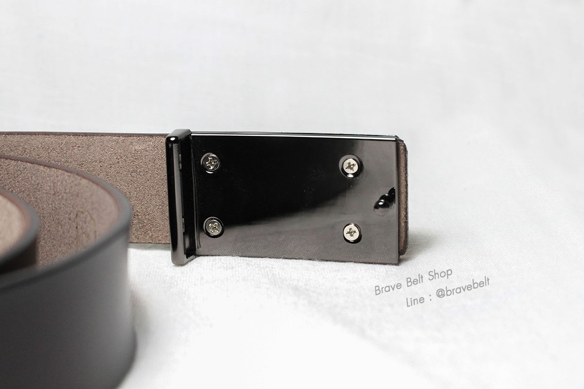 เข็มขัดหนังแท้ผู้ชายทรงเรียบ หัวทรงเหลี่ยม
