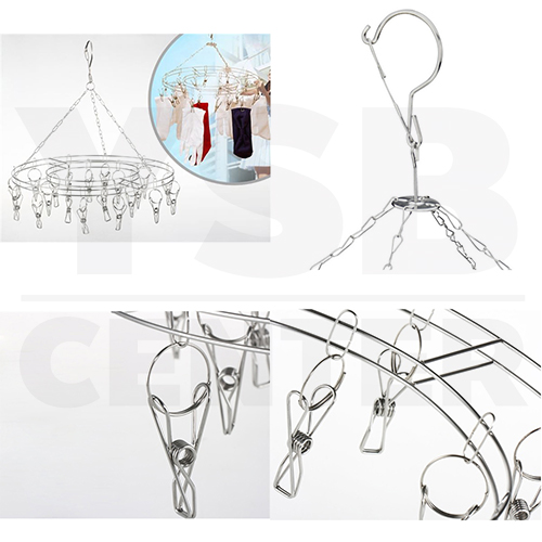 ห่วงตากผ้าสแตนเลสแบบกลม 20 ตัวหนีบ รุ่น CB0014-CR-20
