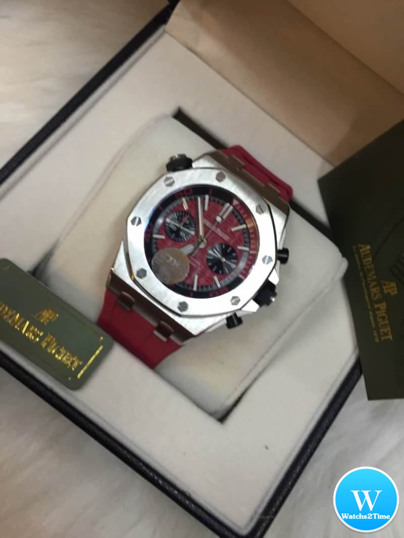 นาฬิกา Audemars Piguet Royal Oak Offshore Diver Chronograpp สีเงิน สายยางสีแดง