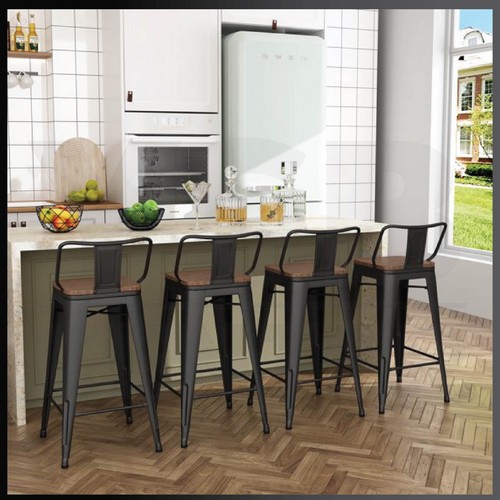 เก้าอี้บาร์ เก้าอี้ทรงสูง เก้าอี้บาร์สตูล เก้าอี้เคาร์เตอร์ พนักพิง ท๊อปนั่งไม้ โมเดิร์นสไตล์