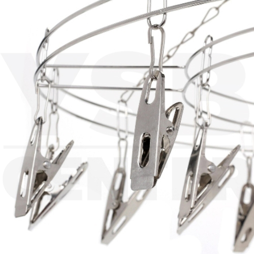 ที่หนีบผ้าสแตนเลส พวงหนีบผ้า ห่วงตากผ้าสแตนเลส แบบกลม 20 ตัวหนีบ รุ่น CB0079-CRC-20