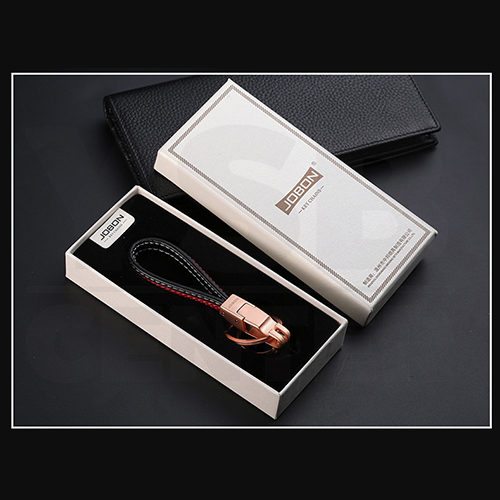 JOBON พวงกุญแจ พวงกุญแจรถยนต์ เกรดพรีเมี่ยม หนังแท้ ถักด้วยมือ 2 ชั้น แบบกดเพื่อล็อค 2 ห่วง