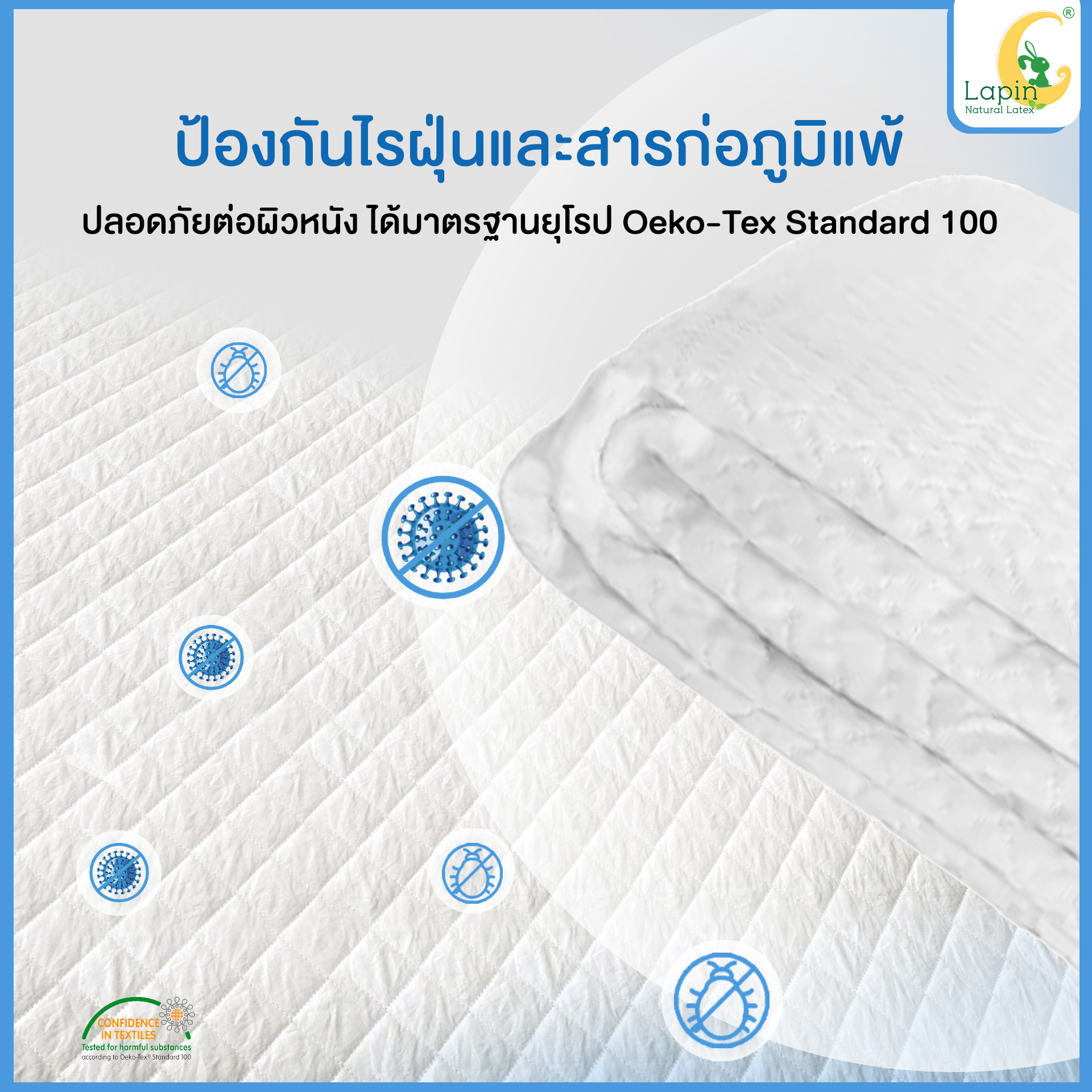 ผ้ารองกันเปื้อนที่นอนกันน้ำ ICETECH 3.5 ฟุต Lapin นุ่มสบายพิเศษ รัดมุม 4 ด้าน