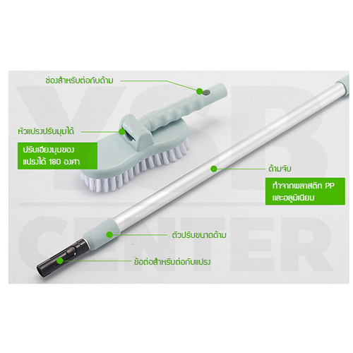 แปรงขัดพื้น แปรงทำความสะอาด แปรงถูพื้น แปรงล้างห้องน้ำ ปรับได้ 180 องศา รุ่น B110-MPB