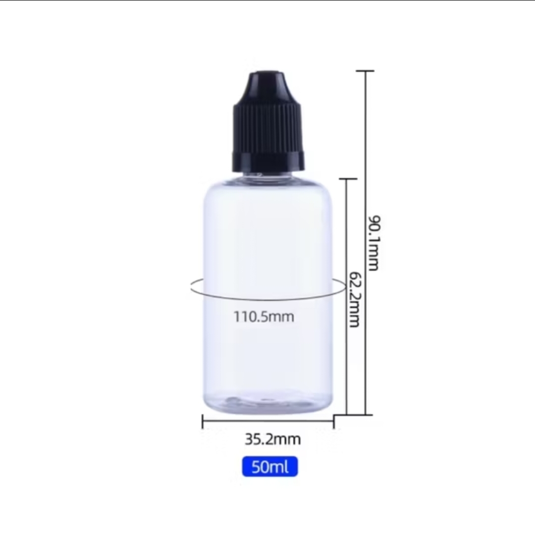 50ml PET ขวดหยดใส ฝาดับเบิ้ลล็อค