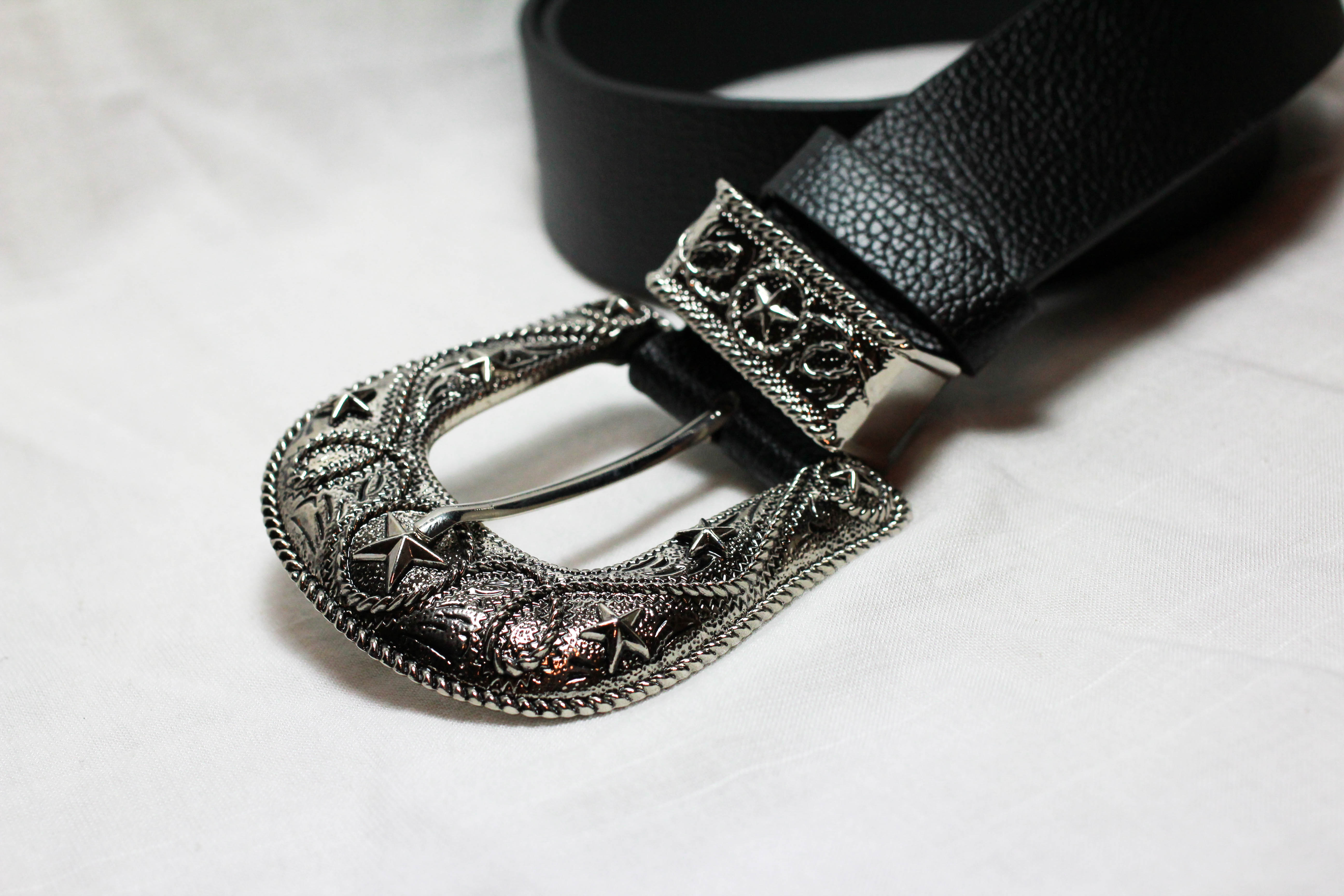 เข็มขัดวินเทจหัวใหญ่ หัวเดียวรูปทรงดาว สาย 1.5 นิ้ว