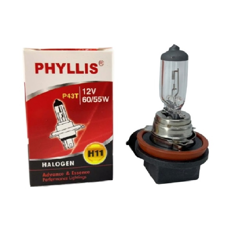 หลอดไฟหน้า Halogen (H11) 12V. 60/55W วัตสว่างปกติ (ราคา:ดวง)