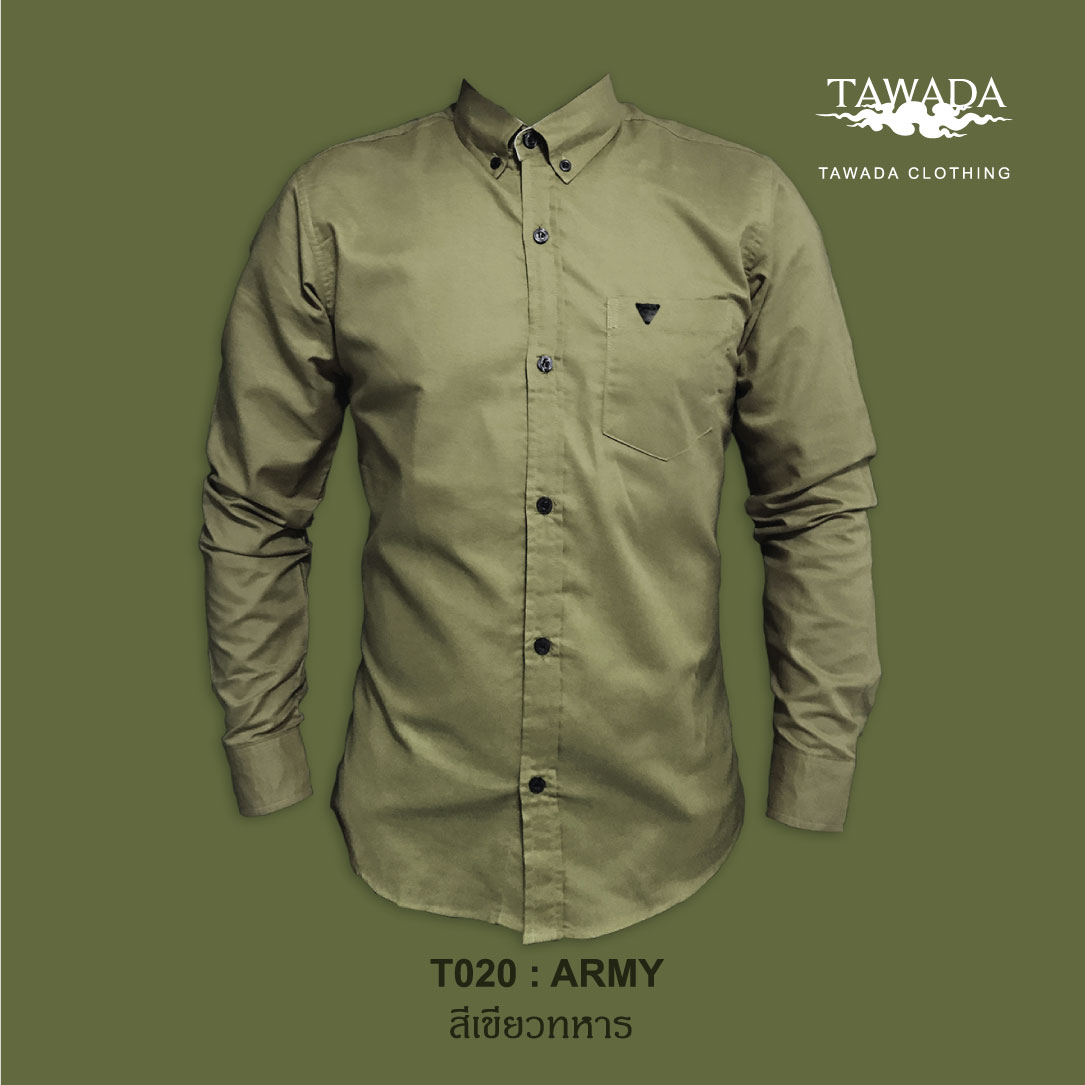 T020 สีเขียวทหาร STANDARD SLIM-FIT