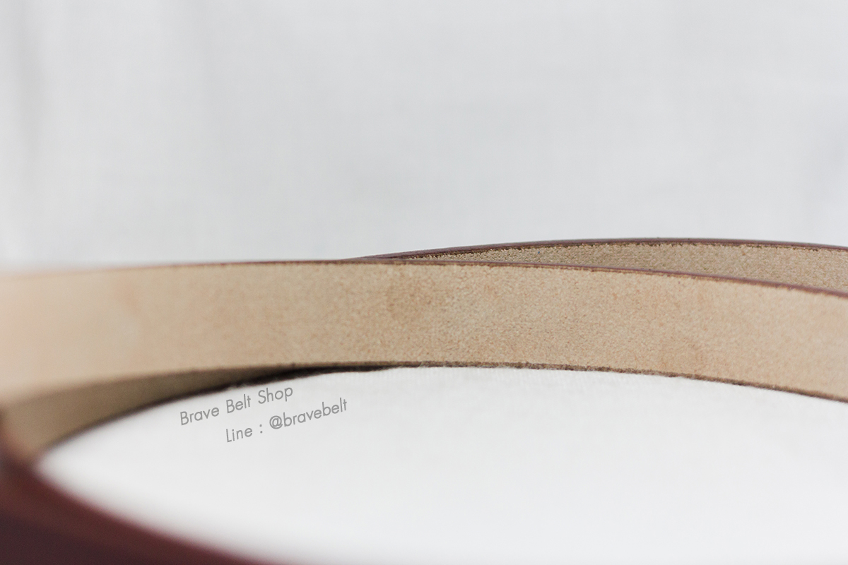 เข็มขัดเส้นเล็ก สีน้ำตาลแบบหัวเลื่อนล็อค