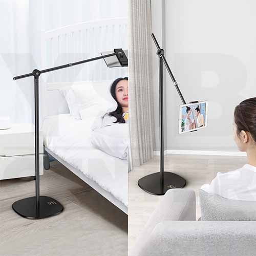 ขาตั้งมือถือ ขาตั้งแท็บเล็ต ที่ยึดมือถือ ที่ยึดแท็บเล็ต แบบตั้งพื้น ฐานแข็งแรง ปรับหมุนได้ รุ่น J1L032-L18-MT-B