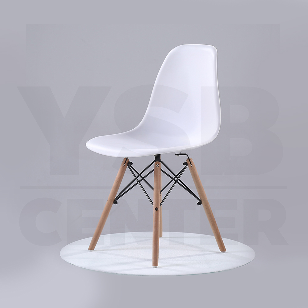 เก้าอี้ ที่นั่งพลาสติกสไตล์โมเดิร์น ขาไม้บีช สีขาว ขนาด 40x46x81 cm.รุ่นYL001