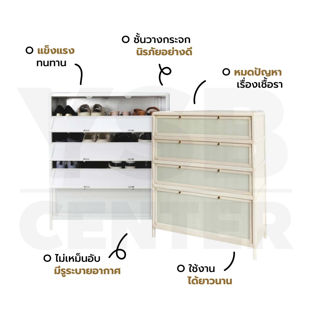ชั้นวางรองเท้า ตู้เก็บรองเท้า อเนกประสงค์ อลูมิเนียมแท้ แข็งแรงกันน้ำ กันปลวก YL0331 - YL0334