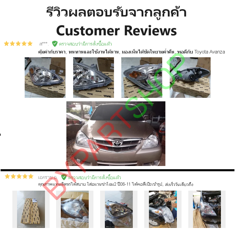 ไฟหน้า TOYOTA AVANZA(อแวนซ่า) โฉมที่2 ปี2008-2011 (งานแท้ TYC) -ราคาต่อดวง-