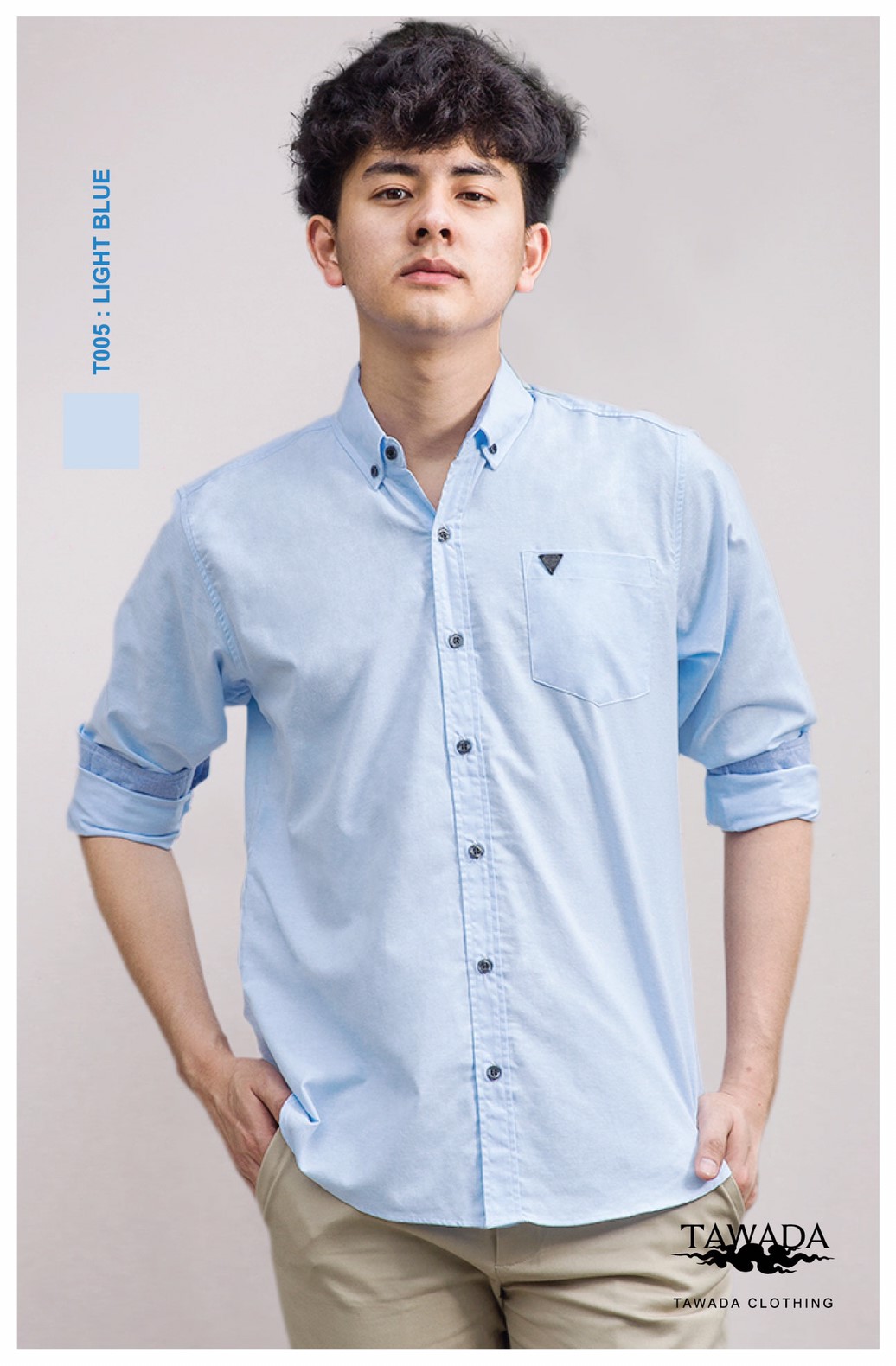 T005 สีฟ้า STANDARD SLIM-FIT