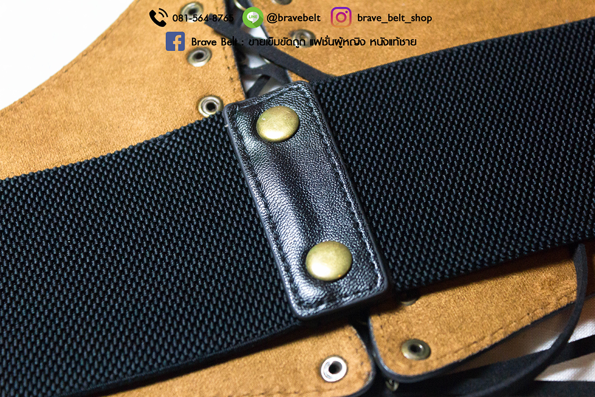 เข็มขัดเอวสูง ทรงสูงสวยงาม เป็นหนังด้านสวย ผูกเชือก