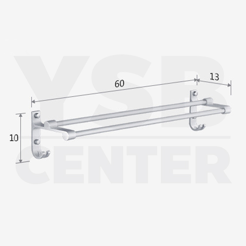 CASSA ราวแขวนผ้าอลูมีเนียม ในห้องน้ำ แบบเจาะผนัง ราวคู่ พร้อมตะขออเนกประสงค์ รุ่น C1L049-ALM-8078-260