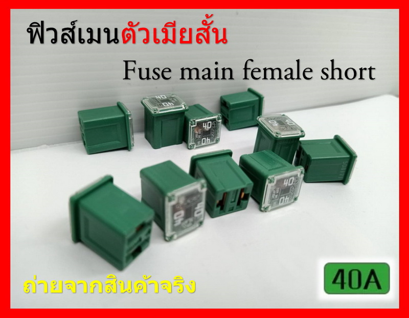 2 ชิ้น 40 แอมป์ DC 9V-32V.ฟิวส์เมนรถยนต์ PEC ตัวเมียสั้น ความสูง 16 มิล Fuse main female short สีเขียว Green รหัส 9A8181