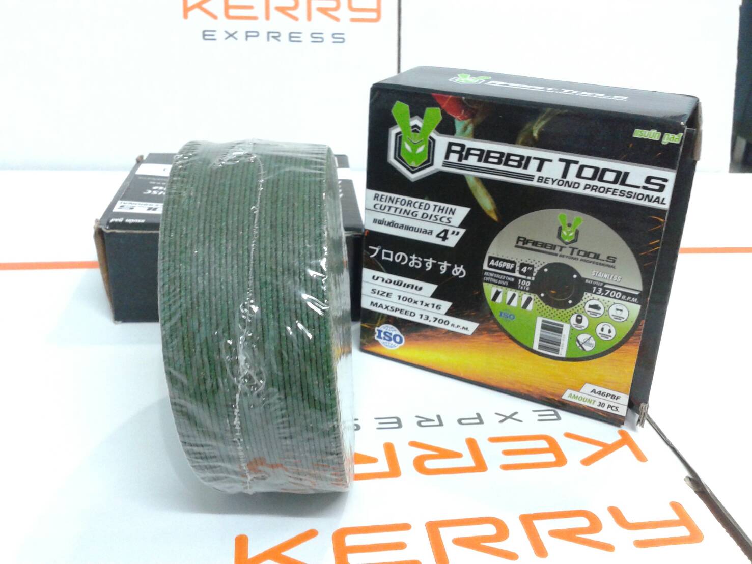 ใบตัดสแตนเลส STL 4 นิ้ว สีเขียว บาง 1 มิล A 46 P BF 30 ใบต่อกล่อง Rabbit Tools.
