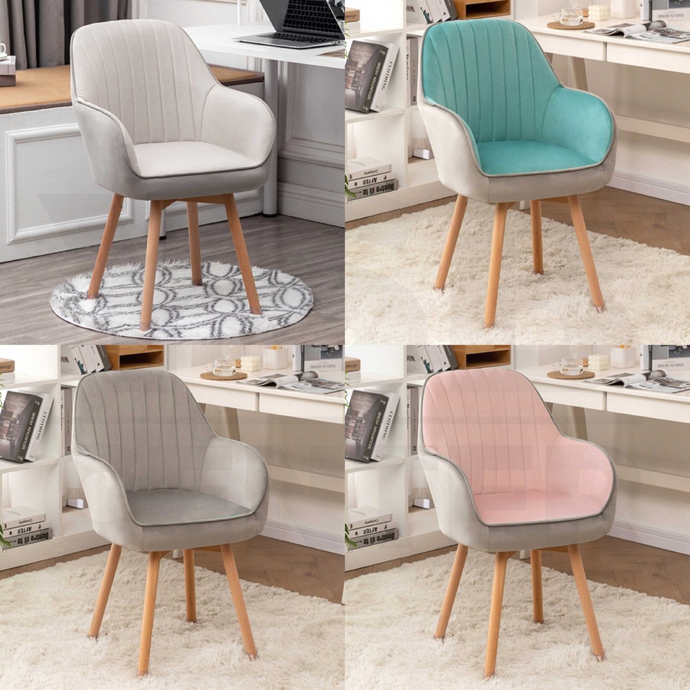 เก้าอี้ทำงาน กำมะหยี่ ขาเหล็กหุ้มลายไม้ นั่งสบายรับน้ำหนักได้ดี YL0389 - YL0395