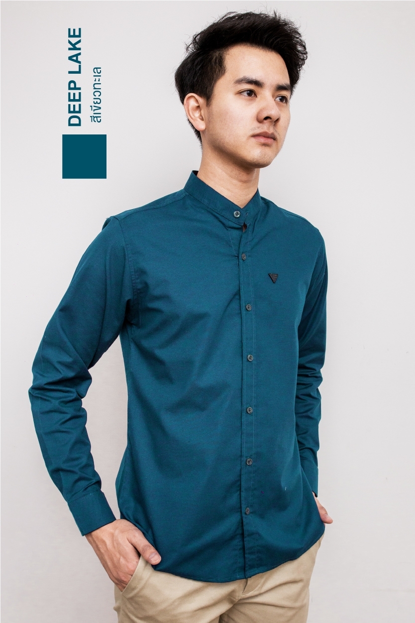 mandarin collar_DEEP LAKE_สีเขียวทะเล