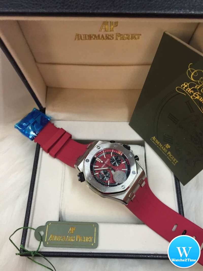 นาฬิกา Audemars Piguet Royal Oak Offshore Diver Chronograpp สีเงิน สายยางสีแดง