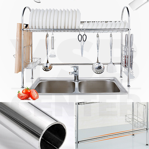 CASSA ชั้นคว่ำจาน ชั้นคว่ำจานสแตนเลส พร้อมช่องใส่ช้อนส้อม เขียง คล่อมบนซิ้ง 1 ชั้น