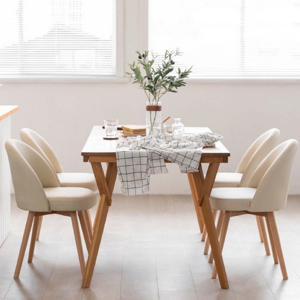 เก้าอี้เบาะผ้าเสริมฟองน้ำ โมเดิร์น รับแขก ขาโลหะหุ้มลายไม้ แข็งแรง ที่นั่งกว้าง นั่งสบาย YL197 - YL198