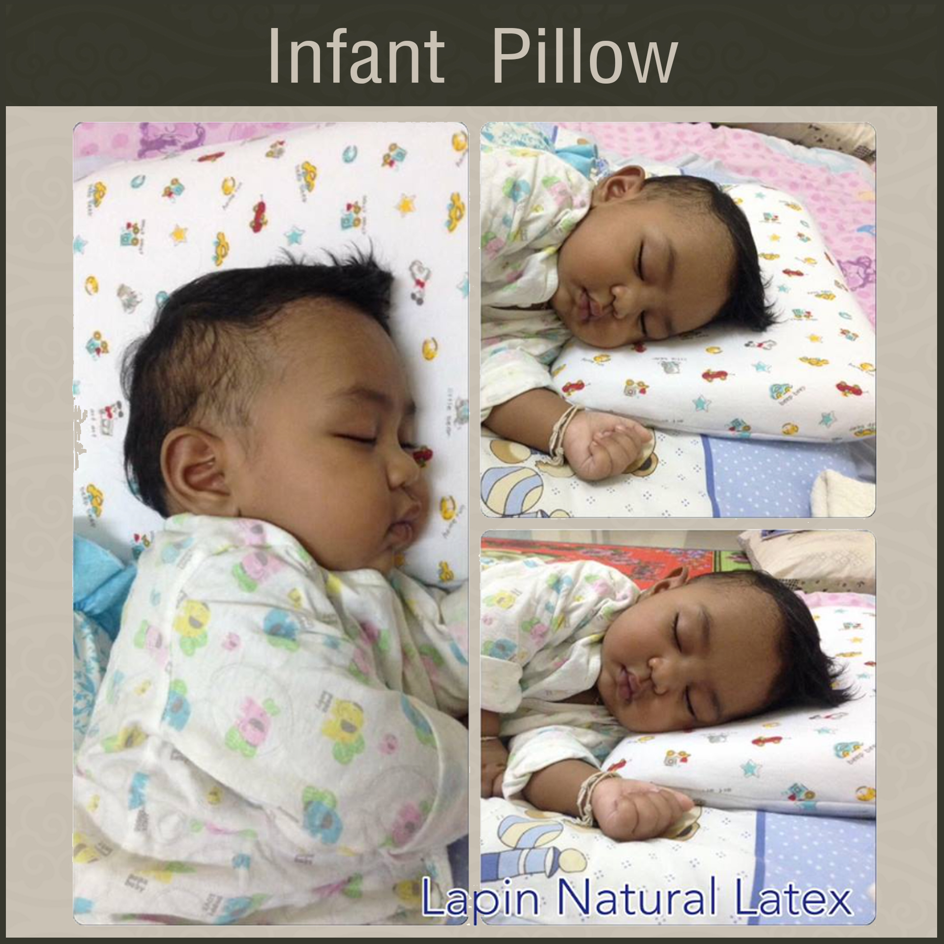 Latex Baby Pillow (Infant Pillow) หมอนหลุมทารกน้อย (ลายรถโมเดิร์น)