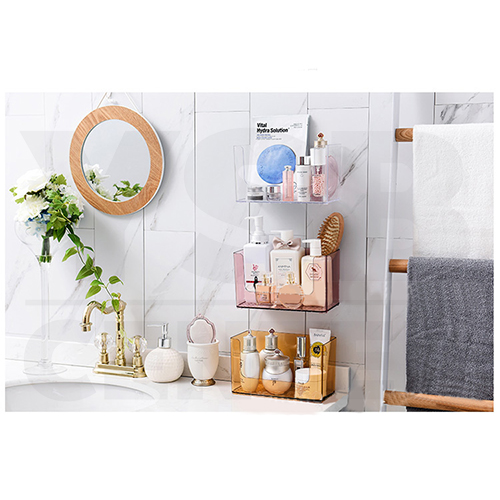 ชั้นวางในห้องน้ำ ชั้นวางอเนกประสงค์ กล่องจัดระเบียบ (แพ็คคู่ 2 ชิ้น) พร้อมน๊อตซิลิโคน ไม่ต้องเจาะผนัง